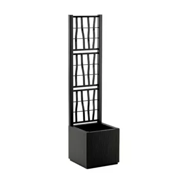 STEFANPLAST Ethica kvadratna posoda za rastline z rešetko za plezanje, 36x36x140 cm, siva
