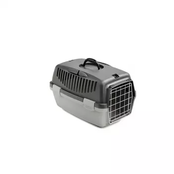 STEFANPLAST Transportna škatla Gulliver 1 s kovinskimi vrati 48x32x31cm temno siva/svetlo siva