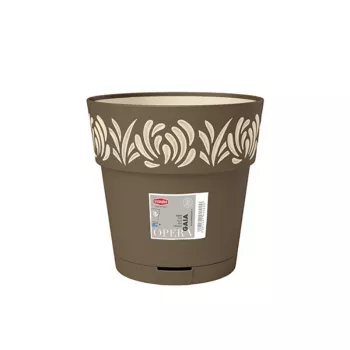 STEFANPLAST Gaia okrogel cvetlični lonec s podstavkom, rjav, Ø25 x 25 cm