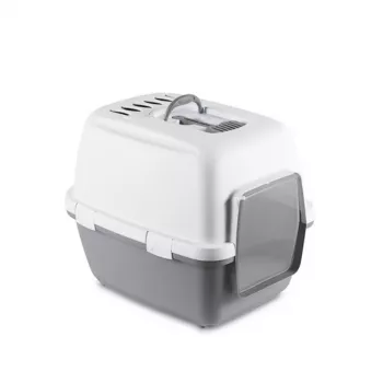 STEFANPLAST Cathy Comfort zaprto mačje stranišče 58x45x48 cm belo/sivo