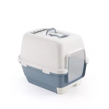 STEFANPLAST zaprto mačje stranišče Cathy Clever & Smart 58x45x48cm belo/modro
