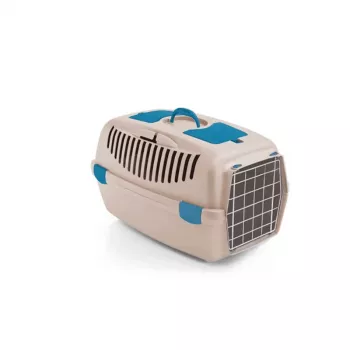 STEFANPLAST Transportna škatla Gulliver 2 s kovinskimi vrati 55x36x35 cm beli travertin