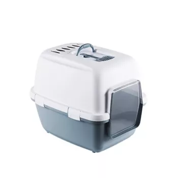 STEFANPLAST mačje stranišče s pokrovom Cathy Comfort 58x45x48 cm bela/modra
