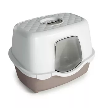 STEFANPLAST mačje stranišče Tres Chic Indoor Filter, 56x39x39 cm, belo/svetlo sivo