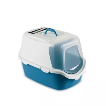 STEFANPLAST mačje stranišče s pokrovom Cathy Easy Clean 56x40x40 cm bela/modra