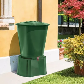 STEFANPLAST deževna posoda 500L s pokrovom in pipo Ø100x85cm zelena