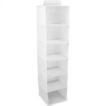 Viseči organizator ORDINETT s 6 policami 30x30x120cm bombaž siv