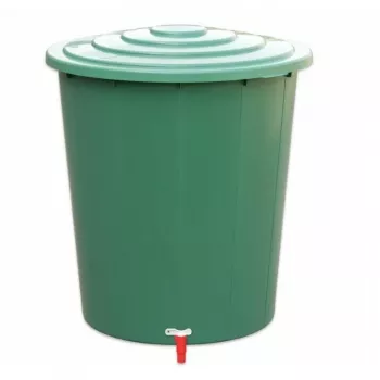 STEFANPLAST posoda za deževnico 310L s pokrovom in pipo, zelena, Ø80x97cm