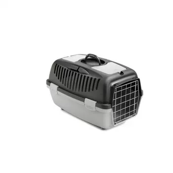 STEFANPLAST transportna škatla Gulliver 2 s kovinskimi vrati 55x36x35 cm temno siva/svetlo siva