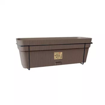 STEFANPLAST balkonski set s samodejnim sistemom zalivanja in kovinskim držalom 50x18x17cm rjav