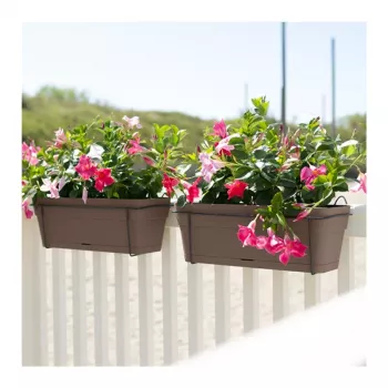 STEFANPLAST balkonski set s samodejnim sistemom zalivanja in kovinskim držalom 50x18x17cm rjav