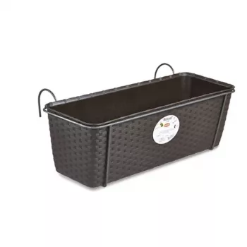 STEFANPLAST balkonsko cvetlično korito s kovinskim držalom rjavo 50x18x16 cm