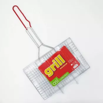 ASI COLLECTION rešetka za žar 34x22cm kromirano jeklo z lesenimi ročaji