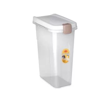 STEFANPLAST posoda za shranjevanje hrane 25L 10kg prozorna/bela