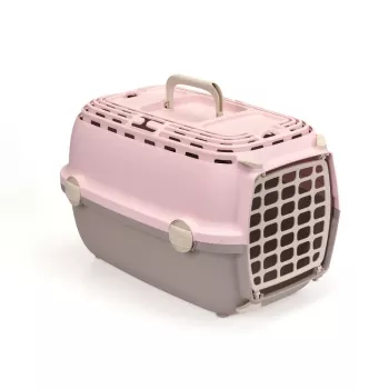 STEFANPLAST transportna škatla Horizon 1 s plastičnimi vrati 48x32x30cm roza/siva