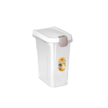 STEFANPLAST posoda za shranjevanje hrane za hišne ljubljenčke 15L 6kg prozorna/bela 33x22x41cm