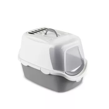 STEFANPLAST Cathy Easy Clean mačje stranišče s pokrovom 56x40x40cm belo/sivo