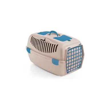 STEFANPLAST transportna škatla Gulliver 2 s plastičnimi vrati 55x36x35 cm beli travertin