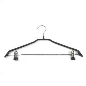 ORDINETT obešalniki s sponkami 2 kosa jeklo/vinil nedrseči 44cm črni