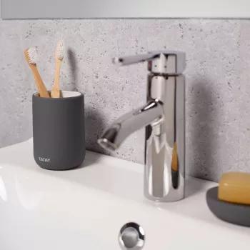 TATAY Tube držalo za zobne ščetke, keramika, antracitno siva, za 4 zobne ščetke