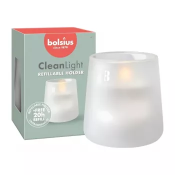 BOLSIUS Clean Light dišeča sveča v kozarcu Ø95x85mm brez vonja