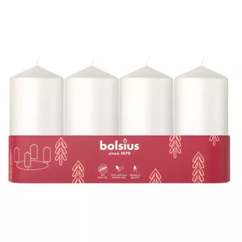 BOLSIUS sveča valj 4 kosi Ø100x48mm bela