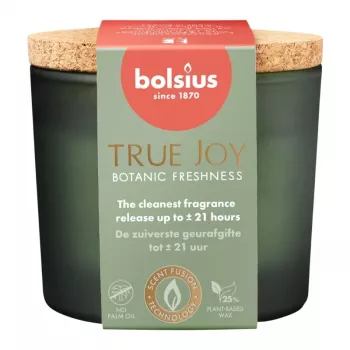 BOLSIUS True Joy dišeča sveča v kozarcu s plutovinastim pokrovom, Botanic Freshness, Ø66 x 83 mm