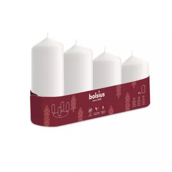 BOLSIUS svečni cilinder 4 kosi Ø120, 100, 80, 60x48mm bel