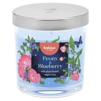 Bolsius Aromatic steklena dišeča sveča Floral Fusion potonika & borovnica Ø80x72mm