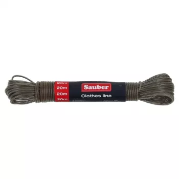 SAUBER 20m vrv za perilo z jekleno sredico in PVC prevleko, bela