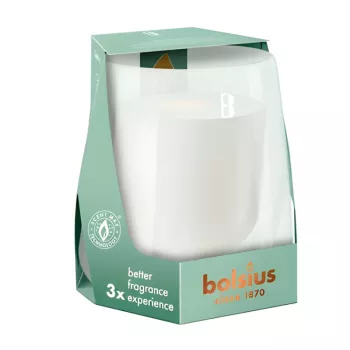BOLSIUS Clean Light dišeča sveča v kozarcu vanilija in tonka fižol Ø95x85mm