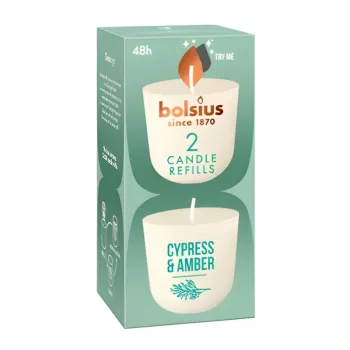 Bolsius CleanLight nadomestne sveče 2 kos. cipresa & amber