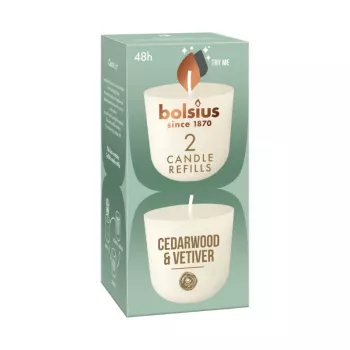 BOLSIUS Clean Light nadomestne sveče 2 kos. cedrovina & vetiver