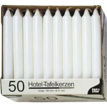 PAPSTAR sveča na palčki bela 196 mm višina 22 mm premer, 100 kosov, parafin, 7 h gorenja