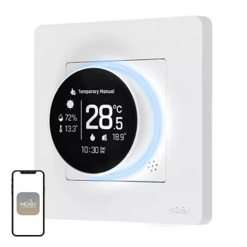 MOES ZHT-SR-GB-WH-MS ZigBee pametni termostat za električno ogrevanje, bel