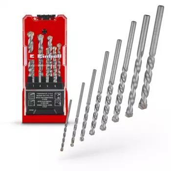 Einhell 38080 set svedrov za zid, 8-delni, 3-10 mm, konica iz volframovega karbida, ogljikovo jeklo