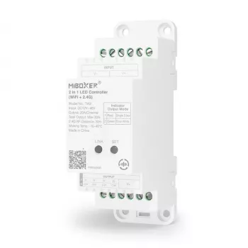 MiBoxer TW2 2-v-1 tirni LED krmilnik za enobarvne in CCT LED trakove, DC12/24V, WiFi + 2.4GHz RF