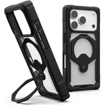 UAG Urban Armor Gear Plasma XTE 360 MagSafe ovitek s stojalom za Apple iPhone 18 Pro/17 Pro - črn/prozoren 11457311404G