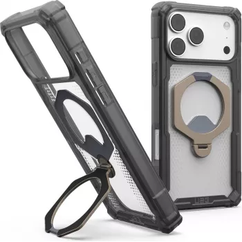 UAG Urban Armor Gear Plasma XTE 360 MagSafe ovitek s stojalom za Apple iPhone 18 Pro Max/17 Pro Max – pepelnato siva (siva)/titan/prozoren 114572113136