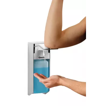 Bartscher dozirnik razkužila PS 0,9L-W 850019, srebrno-bel, plastika, 0,9 L, stenski, ročni