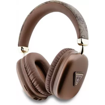 GUESS Bluetooth 5.3 naglavne slušalke z logotipom 4G Triangle, rjave