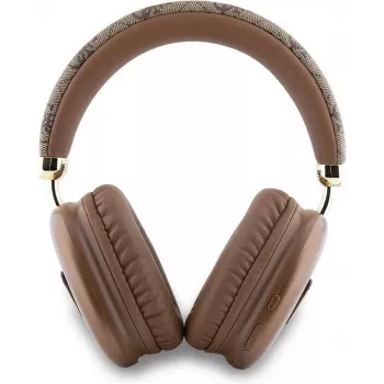 GUESS Bluetooth 5.3 naglavne slušalke z logotipom 4G Triangle, rjave