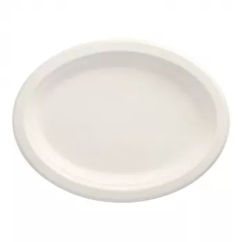 PAPSTAR pure ovalni krožniki iz sladkornega trsa 260 x 200 mm, 50 kosov, kompostljivi, primerni za mikrovalovno pečico 89741