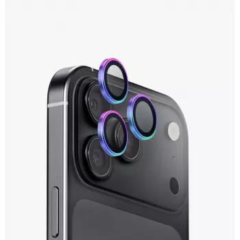 UNIQ Optix Aluguard (DX2) zaščita objektiva kamere za iPhone 18 Pro / iPhone 18 Pro Max – iridescentna z aplikatorjem