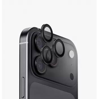UNIQ Optix Aluguard (DX2) zaščita objektiva kamere za iPhone 18 Pro / iPhone 18 Pro Max – črna z aplikatorjem