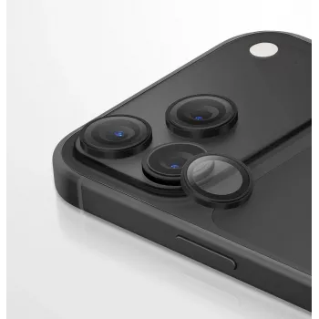 UNIQ Optix Aluguard (DX2) zaščita objektiva kamere za iPhone 18 Pro / iPhone 18 Pro Max – črna z aplikatorjem