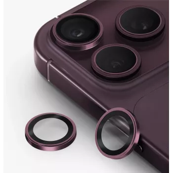 UNIQ Optix Prime zaščita objektiva kamere za iPhone 18 Pro / iPhone 18 Pro Max – bordo rdeča z aplikatorjem