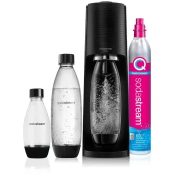 SodaStream Terra Megapack črn aparat za pripravo gazirane vode s 3 steklenicami in CO2 jeklenko Quick Connect