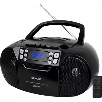 SENCOR SPT 3907B CD BT MP3 USB AUX prenosni CD predvajalnik z Bluetooth in FM radiem, črn