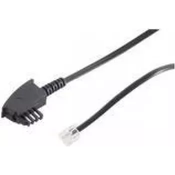 ShiverPeaks 70093-KOMSA - 3 m - TAE-F - RJ-11 - črn - vtič/vtič - okrogel telefonski kabel
